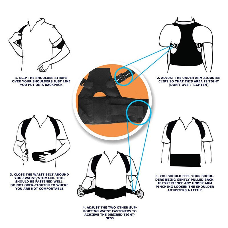 Posture Corrector Support Magnetic Back Shoulder Brace Belt Band For