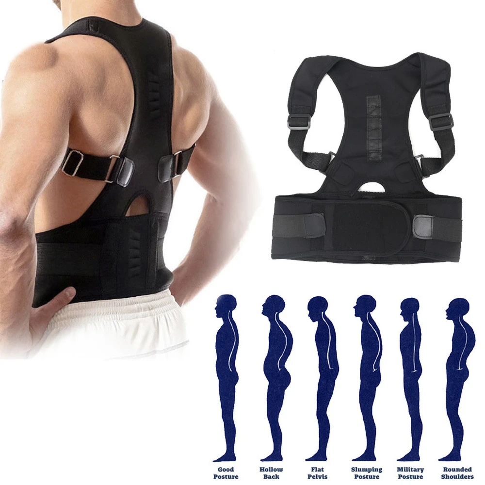 Posture Corrector Support Magnetic Back Shoulder Brace Belt Band For