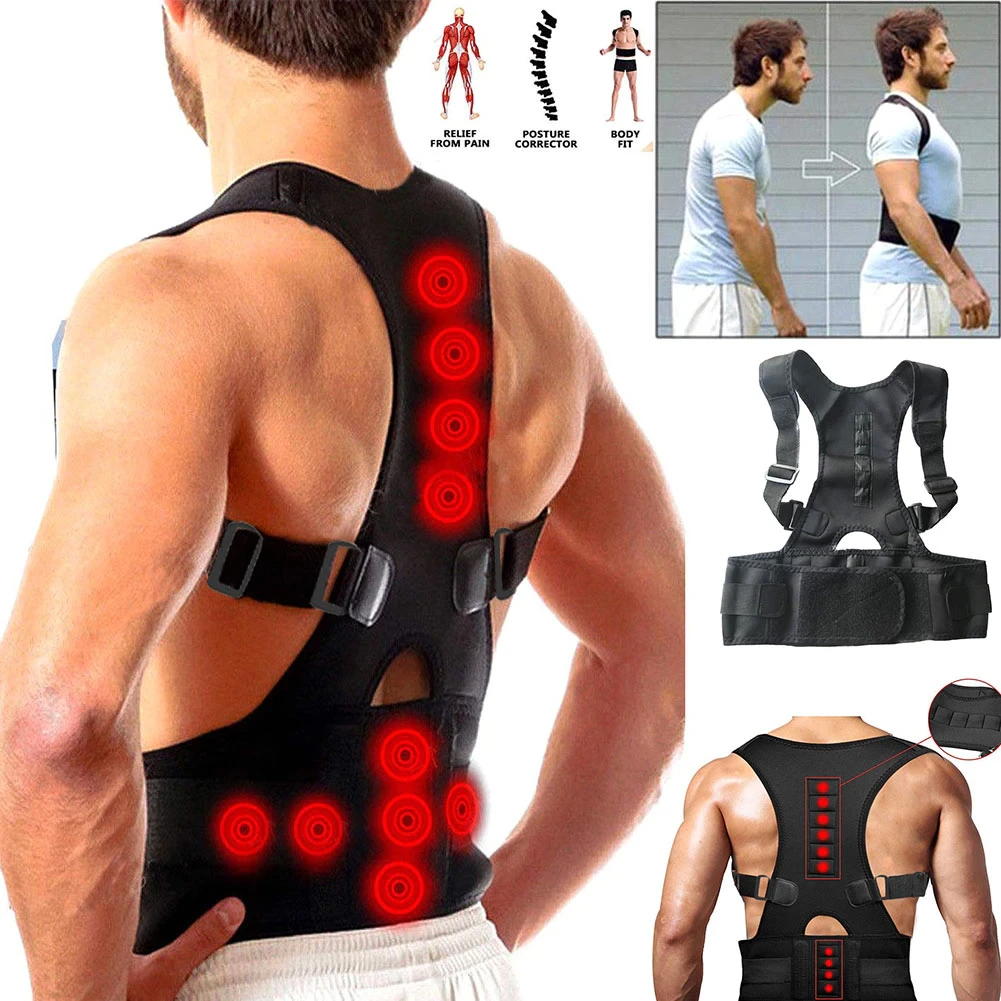 Posture Corrector Support Magnetic Back Shoulder Brace Belt Band For