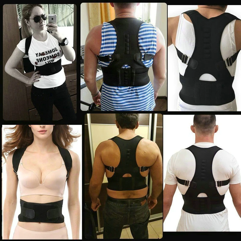 Posture Corrector Support Magnetic Back Shoulder Brace Belt Band For