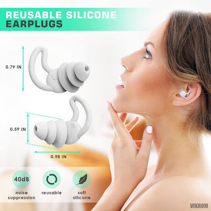 Reusable Safe Silicone Earplugs Noise Cancelling Ear Plugs for