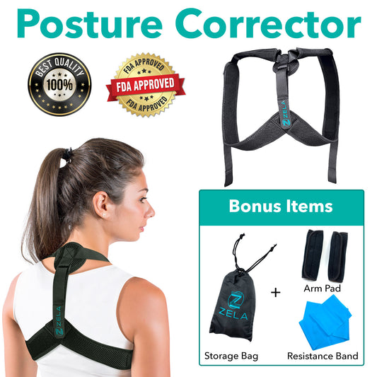 Posture Corrector for Men and Women–USA Designed Adjustable-Black